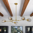 Load image into Gallery viewer, Sculptural 5-Light Gray Tinted Glass Globe Branch Island Pendant
