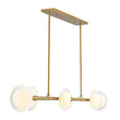 Load image into Gallery viewer, Sculptural Brass Layered Frosted Glass Linear Island Pendant
