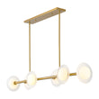 Load image into Gallery viewer, Sculptural Brass Layered Frosted Glass Linear Island Pendant
