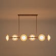 Load image into Gallery viewer, Sculptural Brass Layered Frosted Glass Linear Island Pendant
