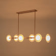 Load image into Gallery viewer, Sculptural Brass Layered Frosted Glass Linear Island Pendant
