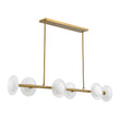 Load image into Gallery viewer, Sculptural Brass Layered Frosted Glass Linear Island Pendant
