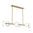 Load image into Gallery viewer, Sculptural Brass Layered Frosted Glass Linear Island Pendant
