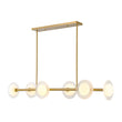 Load image into Gallery viewer, Sculptural Brass Layered Frosted Glass Linear Island Pendant
