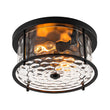 Load image into Gallery viewer, Vintage Black 2-Light Water Glass Drum Semi Flush Mount
