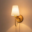 Load image into Gallery viewer, Vintage Brass 1-Light Linen Shade Fabric Vanity Wall Lamp
