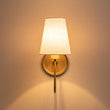 Load image into Gallery viewer, Vintage Brass 1-Light Linen Shade Fabric Vanity Wall Lamp
