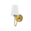 Load image into Gallery viewer, Vintage Brass 1-Light Linen Shade Fabric Vanity Wall Lamp

