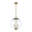 Load image into Gallery viewer, Vintage Brass 3-Light Candle Style Clear Glass Globe Pendant
