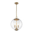 Load image into Gallery viewer, Vintage Brass 3-Light Candle Style Clear Glass Globe Pendant
