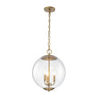 Load image into Gallery viewer, Vintage Brass 3-Light Candle Style Clear Glass Globe Pendant
