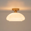 Load image into Gallery viewer, Vintage Chic Opal Glass Petal Edge Semi Flush Ceiling Light
