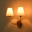 Load image into Gallery viewer, Vintage Fabric Shade Brass 2-Light Linen Vanity Wall Sconce
