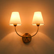 Load image into Gallery viewer, Vintage Fabric Shade Brass 2-Light Linen Vanity Wall Sconce
