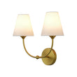 Load image into Gallery viewer, Vintage Fabric Shade Brass 2-Light Linen Vanity Wall Sconce
