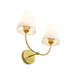 Load image into Gallery viewer, Vintage Fabric Shade Brass 2-Light Linen Vanity Wall Sconce
