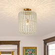 Load image into Gallery viewer, Vintage Luxe Faceted Crystal Tall Cylindrical Cage Ceiling Light
