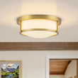 Load image into Gallery viewer, Vintage Opal Glass Drum Dimmable LED Semi Flush Mount

