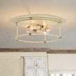 Load image into Gallery viewer, Vintage 4-Light Weathered White Iron Drum Cage Semi Flush
