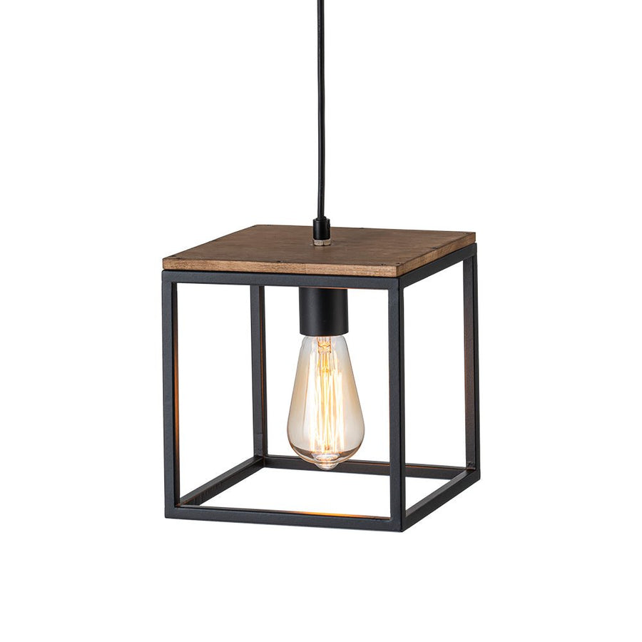 Farmhouze Light-1-Light Black Metal Square Lantern Pendant Light-Pendant-Black-