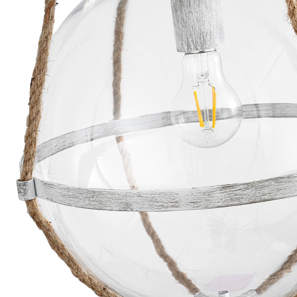 Farmhouze Light - 1 - light Coastal Hemp Rope Glass Globe Pendant Light - Pendant - 1 Bulb - 