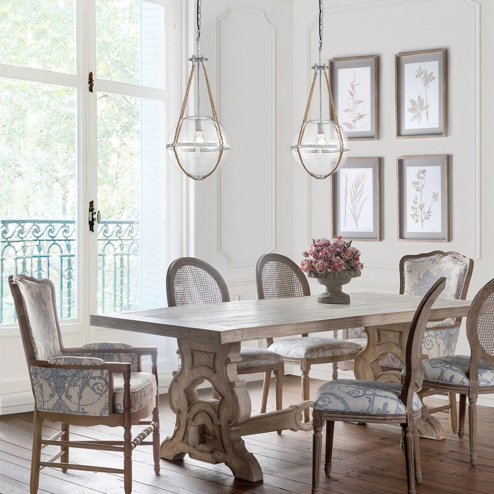 Farmhouze Light - 1 - light Coastal Hemp Rope Glass Globe Pendant Light - Pendant - 1 Bulb - 