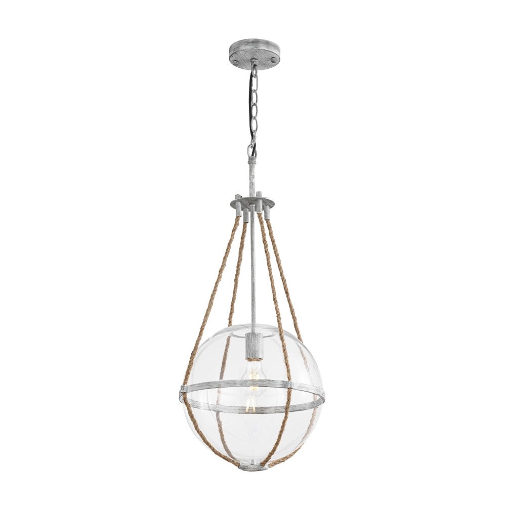 Farmhouze Light - 1 - light Coastal Hemp Rope Glass Globe Pendant Light - Pendant - 1 Bulb - 