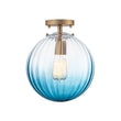 Load image into Gallery viewer, Farmhouze Light - 1 - Light Colored Tinted Ribbed Glass Globe Ceiling Light - Ceiling Light - Blue - 

