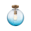 Load image into Gallery viewer, Farmhouze Light - 1 - Light Colored Tinted Ribbed Glass Globe Ceiling Light - Ceiling Light - Blue - 
