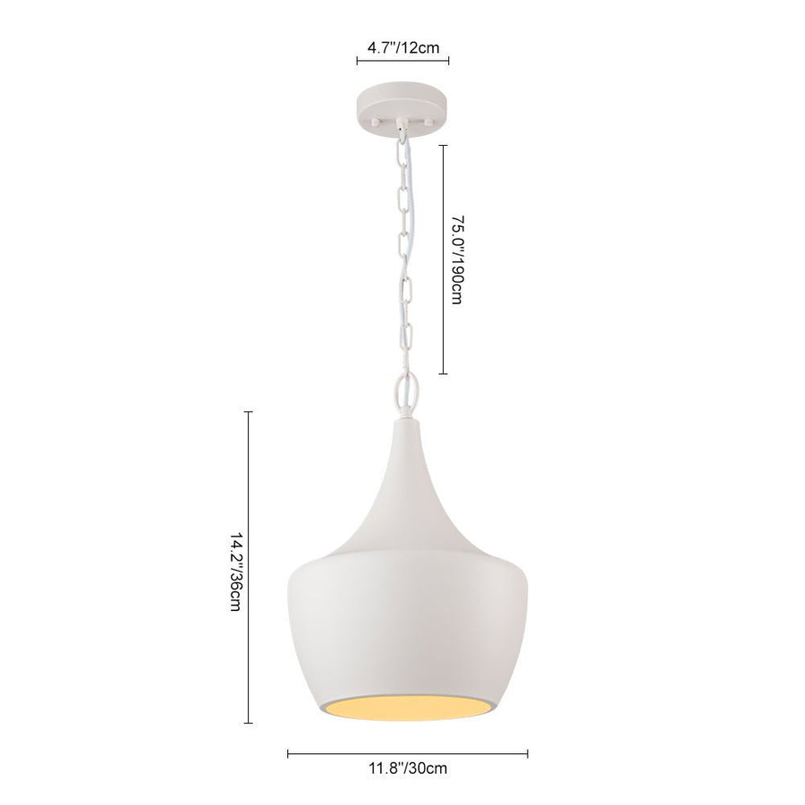 Farmhouze Light - 1 - Light Danish Simple Metal White Pendant Light - Pendant - Bell Shade - 