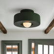 Load image into Gallery viewer, Farmhouze Light - 1 - Light Deep Red Drum Resin Semi Flush Mount - Ceiling Light - Black - 
