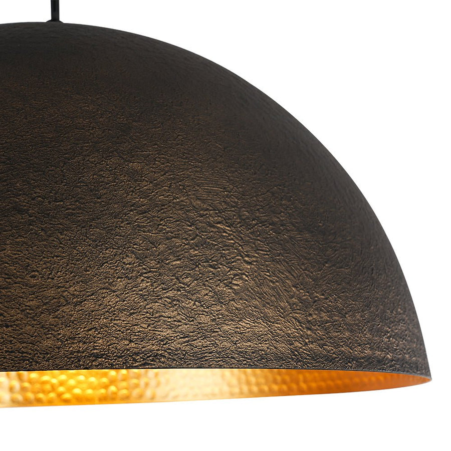 Farmhouze Light - 1 - Light Industrial Black Hammered Iron Dome Pendant - Chandelier - 15in - 
