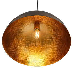 Farmhouze Light - 1 - Light Industrial Black Hammered Iron Dome Pendant - Chandelier - 15in - 