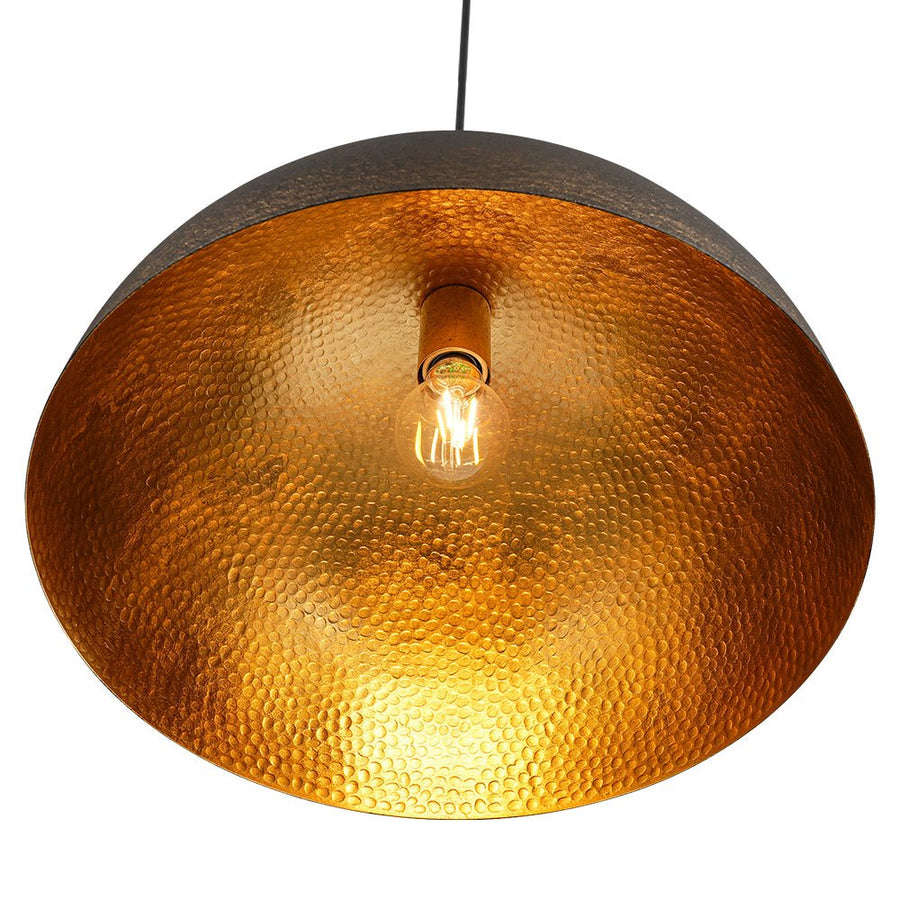 Farmhouze Light - 1 - Light Industrial Black Hammered Iron Dome Pendant - Chandelier - 15in - 