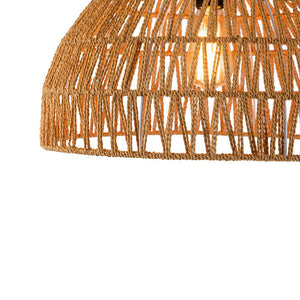 Farmhouze Light - 1 - Light Rustic Boho Woven Rope Dome Pendant Light - Pendant - Medium - White