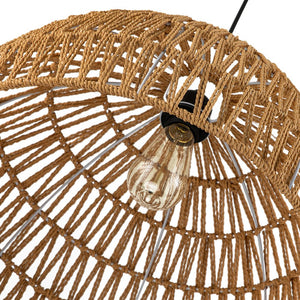 Farmhouze Light - 1 - Light Rustic Boho Woven Rope Dome Pendant Light - Pendant - Medium - White