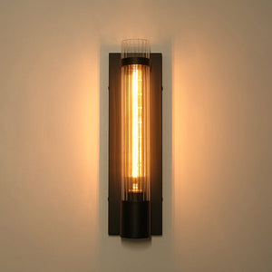 Farmhouze Light - 1 - light Vintage Ribbed Glass Cylinder Linear Wall Sconce - Wall Sconce - 2 Packs - 