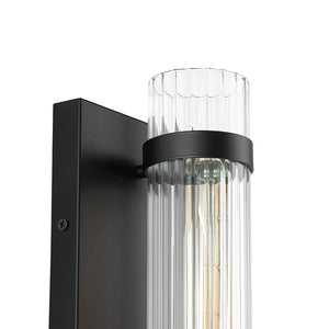 Farmhouze Light - 1 - light Vintage Ribbed Glass Cylinder Linear Wall Sconce - Wall Sconce - 2 Packs - 