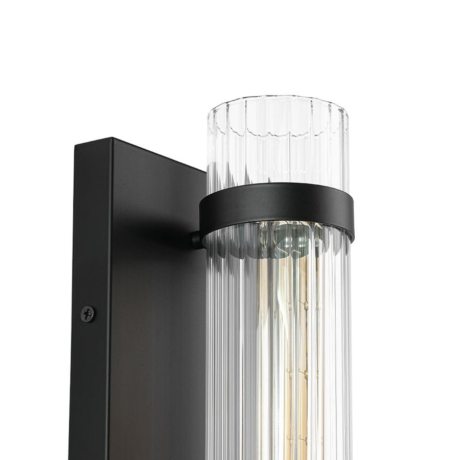 Farmhouze Light - 1 - light Vintage Ribbed Glass Cylinder Linear Wall Sconce - Wall Sconce - 2 Packs - 