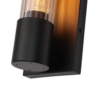 Farmhouze Light - 1 - light Vintage Ribbed Glass Cylinder Linear Wall Sconce - Wall Sconce - 2 Packs - 