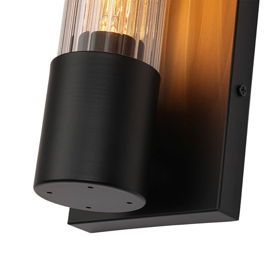 Farmhouze Light - 1 - light Vintage Ribbed Glass Cylinder Linear Wall Sconce - Wall Sconce - 2 Packs - 