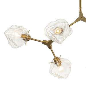 Farmhouze Light - 10 - Light Glass Ice Brass Branching Kitchen Island Pendant - Chandelier - 10 - Light - Brass