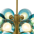Load image into Gallery viewer, Farmhouze Light - 19 - Light Tiered White Blue Glass Bubble Spuntik Chandelier - Chandelier - Brass - 
