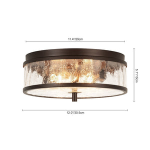 Farmhouze Light - 2 - Light Crackle Textured Glass Round Ceiling Light - Ceiling Light - Oil Rubbed Bronze - 