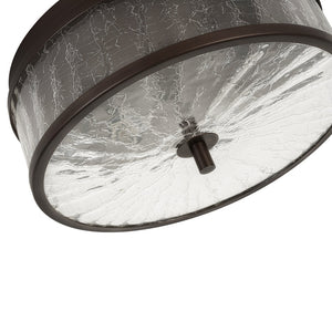 Farmhouze Light - 2 - Light Crackle Textured Glass Round Ceiling Light - Ceiling Light - Oil Rubbed Bronze - 