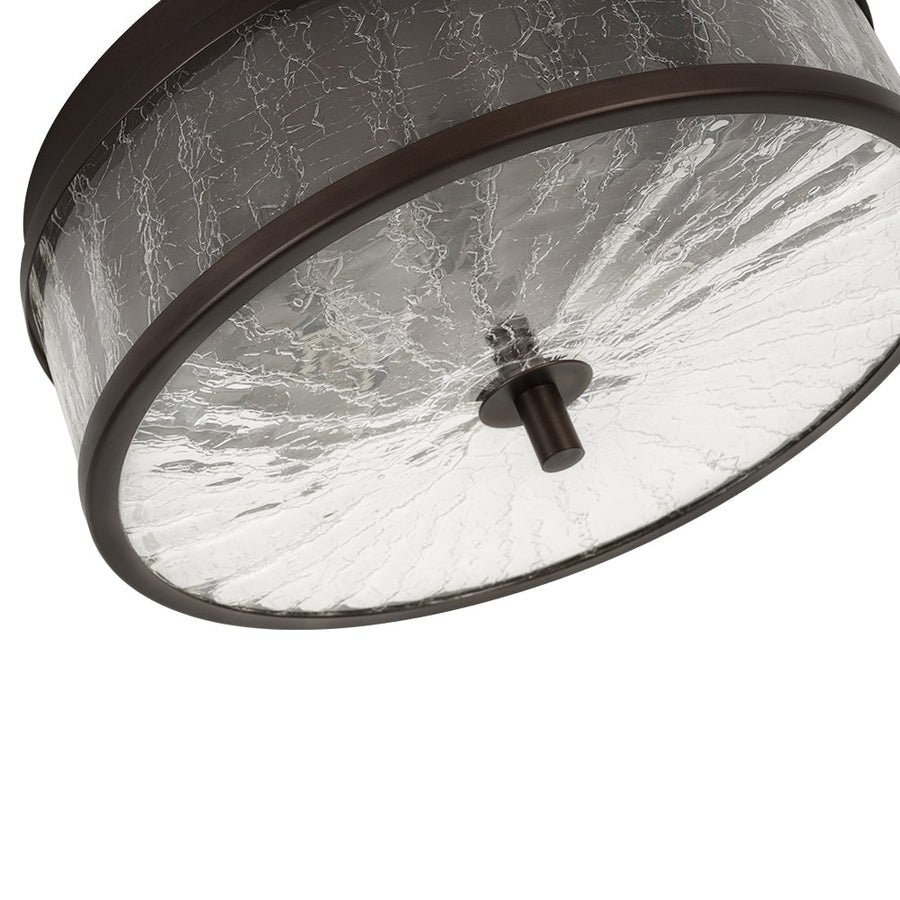 Farmhouze Light - 2 - Light Crackle Textured Glass Round Ceiling Light - Ceiling Light - Oil Rubbed Bronze - 