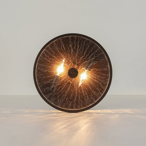 Farmhouze Light - 2 - Light Crackle Textured Glass Round Ceiling Light - Ceiling Light - Oil Rubbed Bronze - 