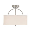Load image into Gallery viewer, Farmhouze Light - 2 - Light Linen Drum Shade Semi Flush Ceiling Light - Ceiling Light - Nickel - 

