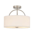 Load image into Gallery viewer, Farmhouze Light - 2 - Light Linen Drum Shade Semi Flush Ceiling Light - Ceiling Light - Nickel - 

