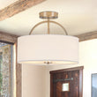 Load image into Gallery viewer, Farmhouze Light - 2 - Light Linen Drum Shade Semi Flush Ceiling Light - Ceiling Light - Nickel - 

